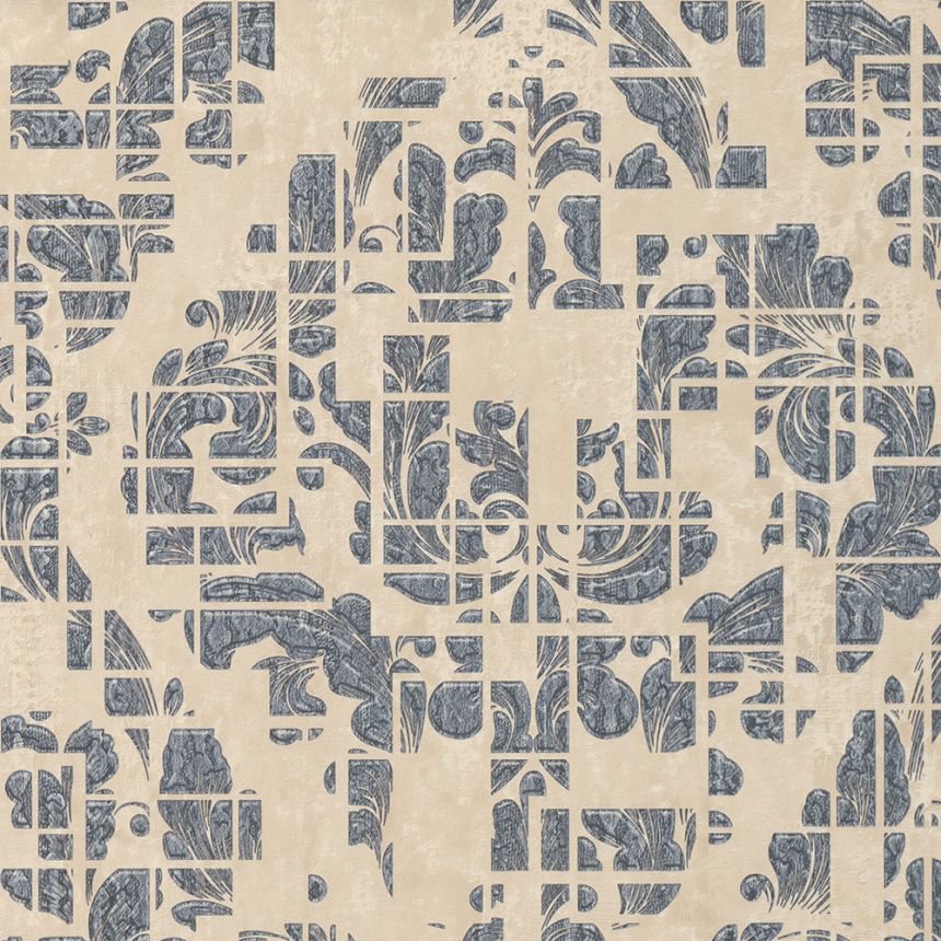 Beige non-woven baroque wallpaper 28704, Kaleido, Limonta