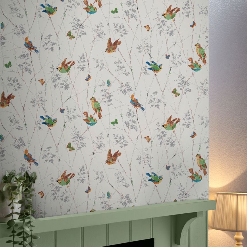 Non-woven wallpaper with birds 115260, Laura Ashley 2, Graham & Brown