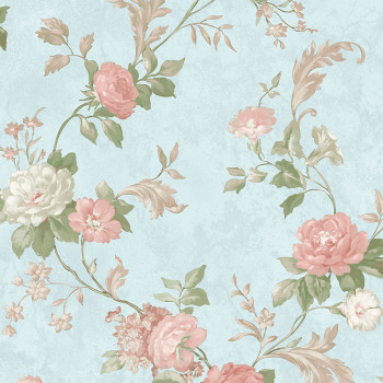 Blue non-woven wallpaper, Flowers, M58003, Adéle, Ugépa