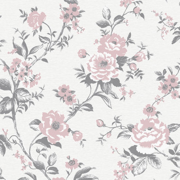 Gray non-woven wallpaper, Flowers, M57703, Adéle, Ugépa