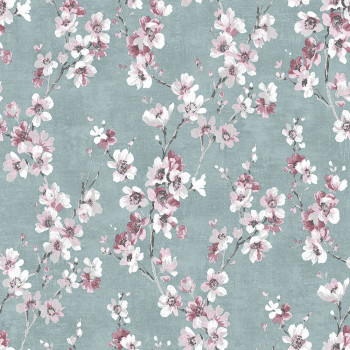 Blue non-woven wallpaper, Flowers, M52791D, Adéle, Ugépa