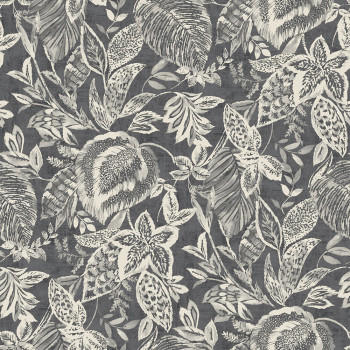 Gray non-woven wallpaper with leaves 171803, Vavex 2024