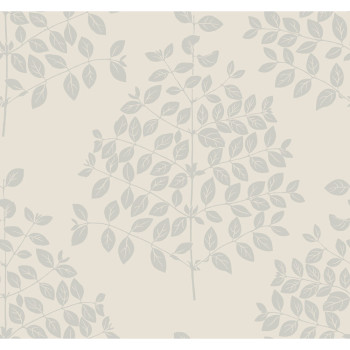 Cream non-woven wallpaper, silver twigs, leaves OS4251, Modern nature II, York