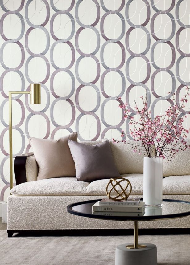 Geometric pattern wallpaper, purple oval pattern OS4216, Modern Nature II, York