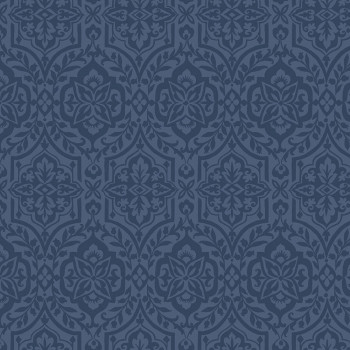 Blue pre-pasted baroque wallpaper DM5037, Damask, York