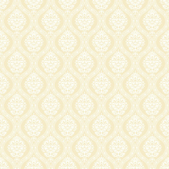 Yellow pre-pasted wallpaper, damask pattern DM5029, Damask, York