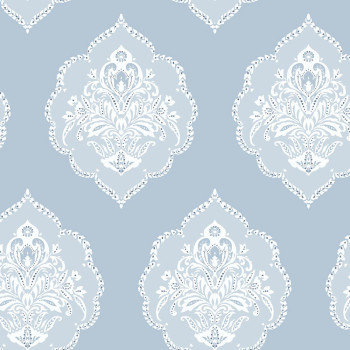 Light blue pre-pasted baroque wallpaper DM4985, Damask, York