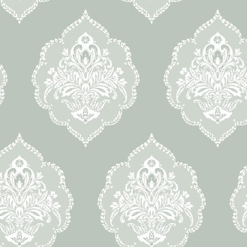 Green pre-pasted baroque wallpaper DM4982, Damask, York