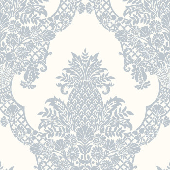 Blue-white pre-pasted wallpaper, ornaments DM4974, Damask, York