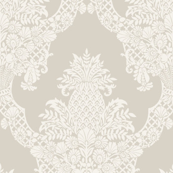 Grey-beige pre-pasted, ornaments, pineapple DM4972, Damask, York