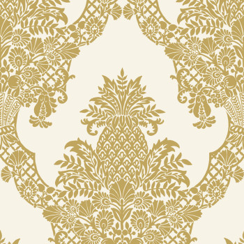 Cream pre-pasted wallpaper, ornaments DM4971, Damask, York