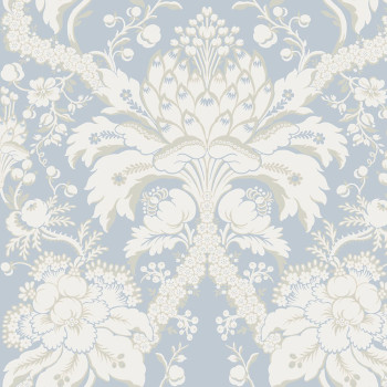 Blue-beige pre-pasted wallpaper, ornaments DM4955, Damask, York