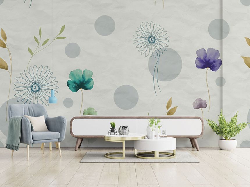 Flowers wall mural, Z66887, 5,10 X 3 m, Satin Flowers, Zambaiti Parati