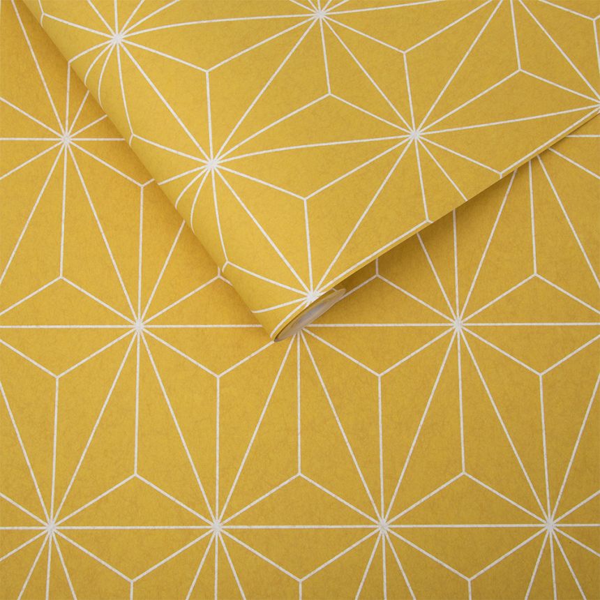 Yellow geometric pattern wallpaper 104741, Formation, Graham & Brown