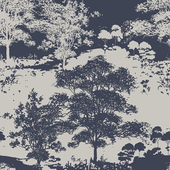 Blue-silver wallpaper - trees, forest 105230, Reclaim, Graham&Brown