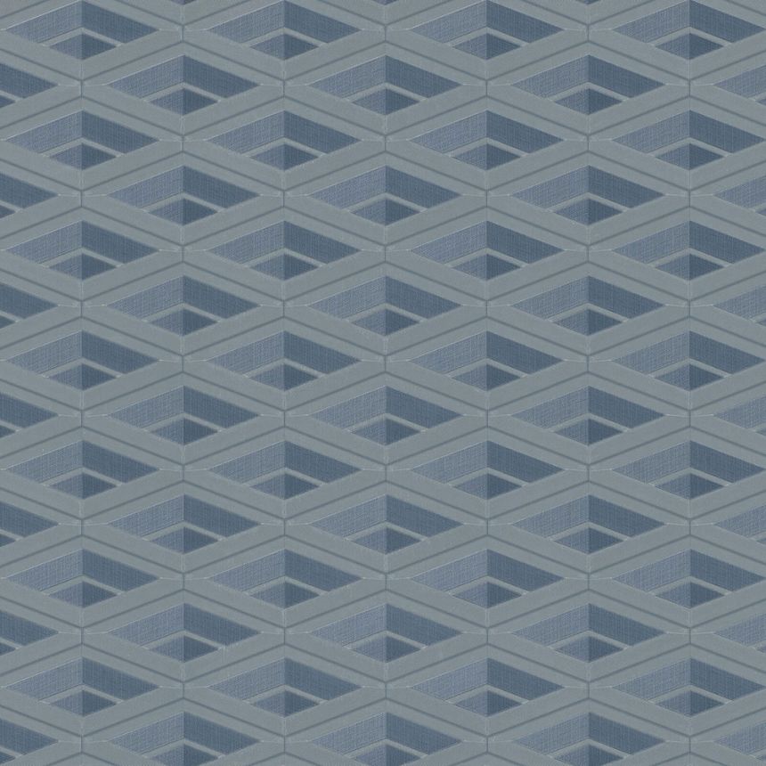 Blue-Silver geometric pattern wallpaper Z76050, Vision, Zambaiti Parati