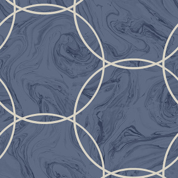 Geometric non-woven wallpaper blue marble 105757, Formation, Graham & Brown