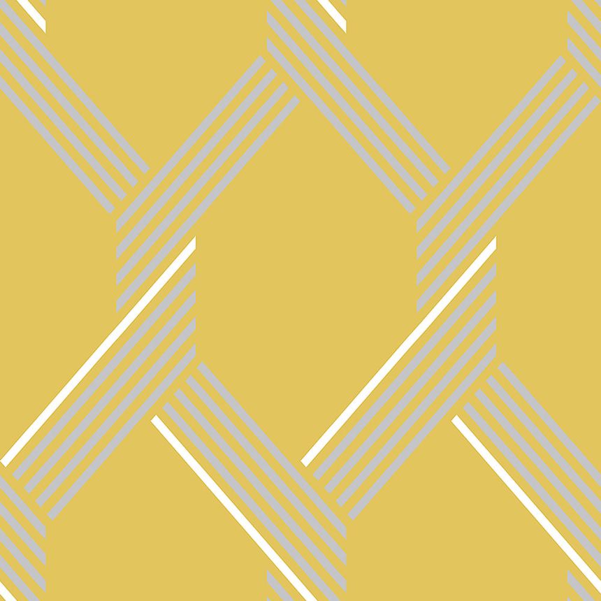 Yellow-silver geometric pattern wallpaper 105468, Formation, Graham & Brown