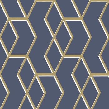 Blue wallpaper, golden geometric pattern 104735, Formation, Graham & Brown