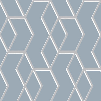 Blue wallpaper, silver geometric pattern 104733, Formation, Graham & Brown